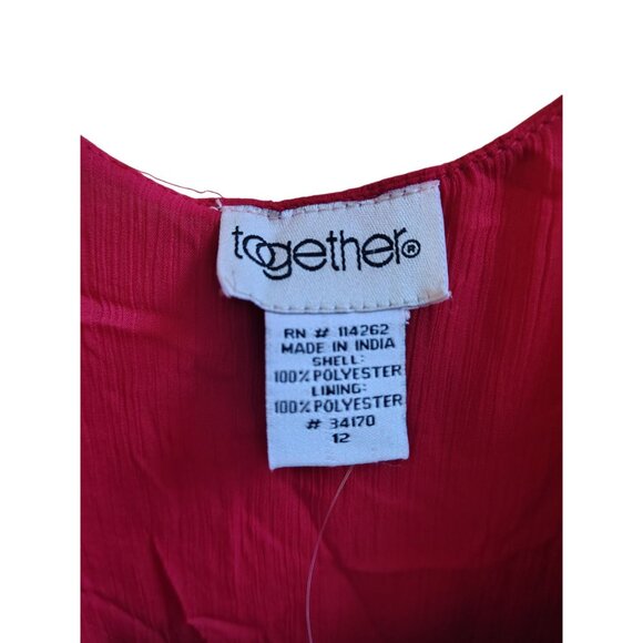 Red Dress Together Brand Size 12 Womens Asymmetric Hem Short Sleeve - Picture 4 of 4